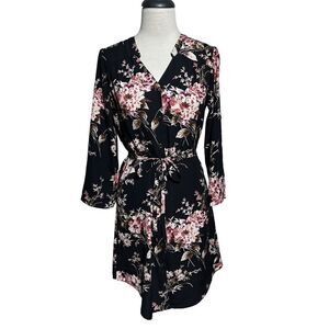 41 Hawthorn Long Roll Tab Sleeve Floral Shirt Dress Size XS